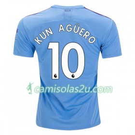 Camisolas de Futebol Manchester City Kun Aguero 10 Equipamento Principal 2019/20 Manga Curta